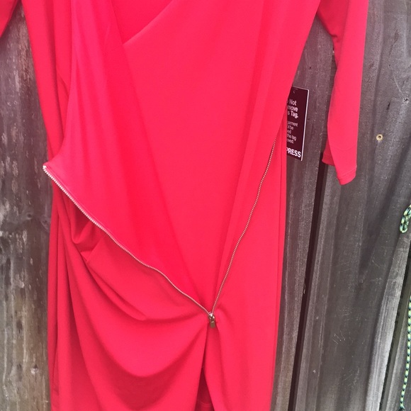 Express Red Zip Front Wrap Dress Sz XS New With Tags - Picture 3 of 5